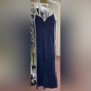 Vilanva Jumpsuit navy and white, flare legs, size L, NWT